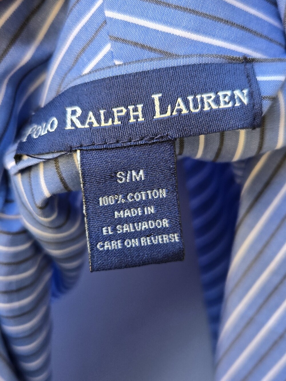Polo Ralph Lauren Blue Striped Women’s Long Cotton Robe - Picture 5 of 6